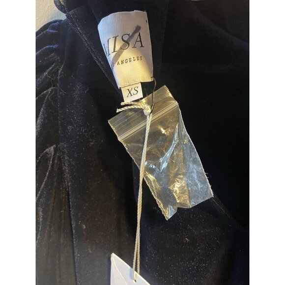 NWT Misa Los Angeles Velvet Midnight Blue Velvet Puff Sleeve Bodysuit Size XS - Picture 8 of 12